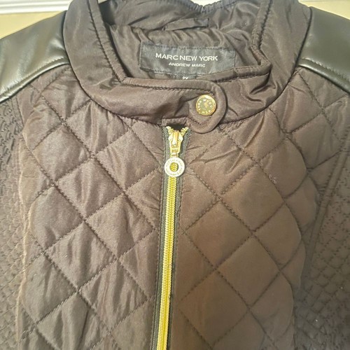 Marc New York Black Quilted Vest Gold Hardware Leather Trim Sz 2X NWT $89 value - Picture 3 of 14