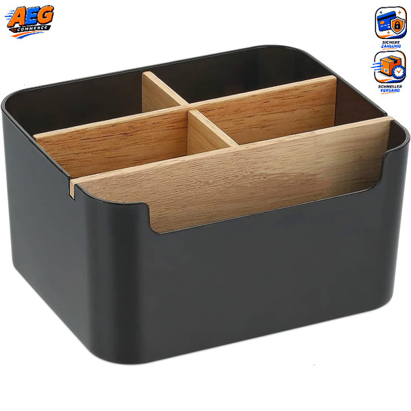 Schreibtisch Organizer Bambus 5 FäCher Mit Stifthalter Aufbewahrungsbox Schwarz-image