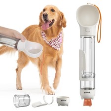 Dog Travel Water Bottle  Food Dispenser Portable Travel W/Bowl  Poop Bag
