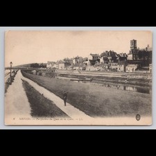 Vintage Postcard Nevers France 1917 Posted Scenic View Historic Rivers Monument