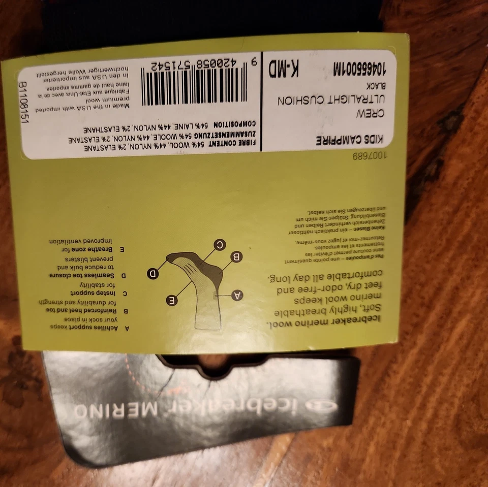 Calcetín Icebreaker Lana Merino Niños Crew Mediano 10-11.5 Fogata Smores Foto 2 de 3