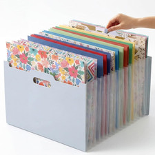 12X12 Scrapbook Paper Storage Organizer, Expandable 13 Pocket Desktop Paper Orga