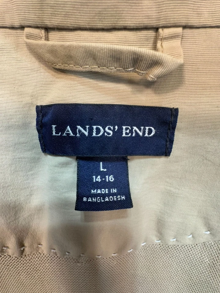 Chaqueta ligera Lands End para mujer con capucha al aire libre talla L 14-16 tostada Foto 3 de 4