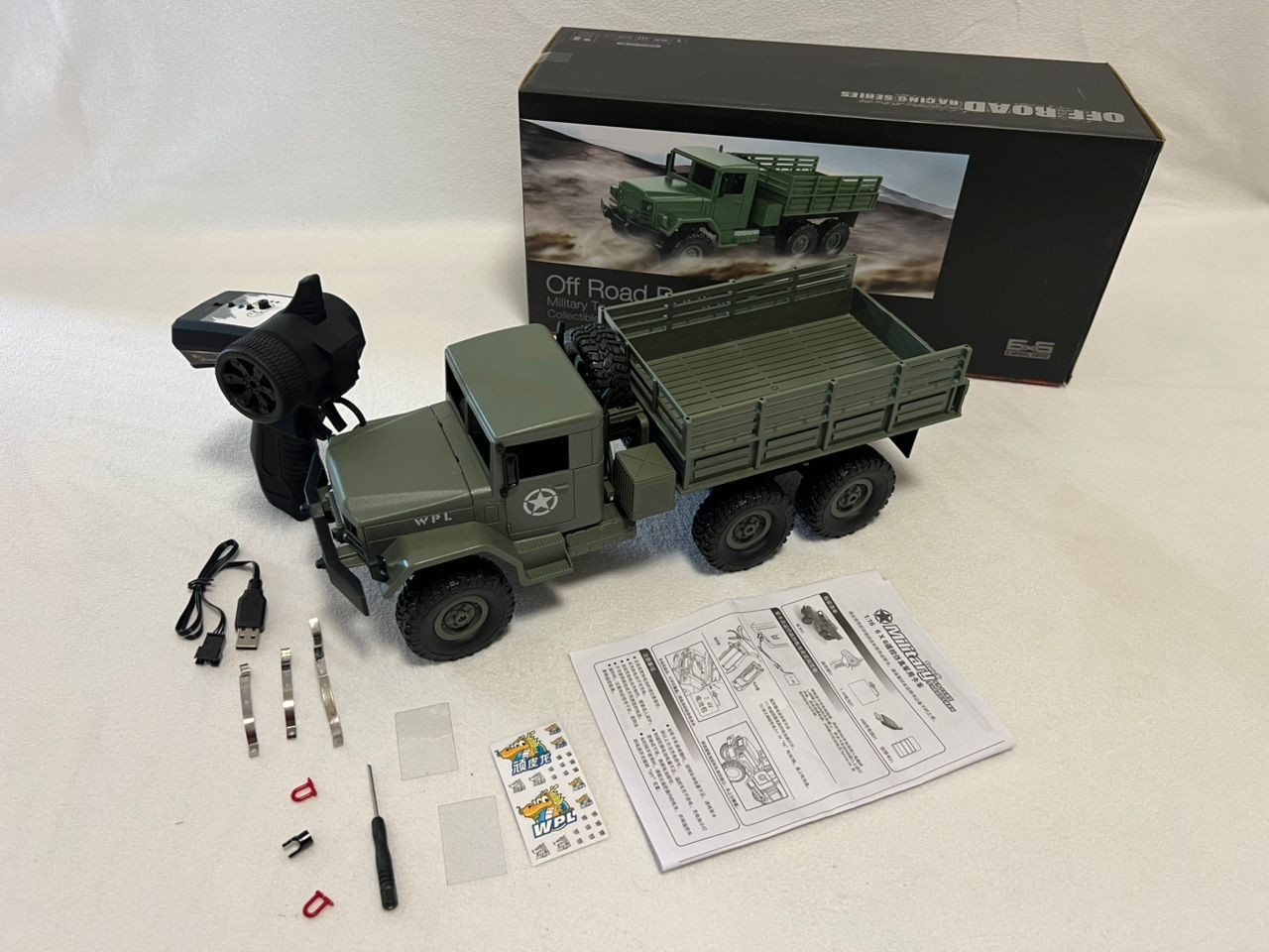 WPL B16 Green RC Military Truck SET 6WD 1/16 Off-road Crawler Car Toy Kids DIY