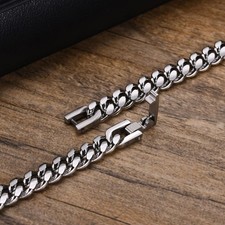 Cuban Link Chain Bracelet Men Women Stainless Steel Curb Wristband 6 mm