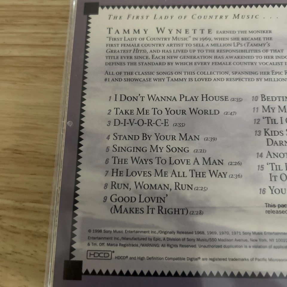 Tammy Wynette: 16 Biggest Hits (CD, 1998) Epic - Sony Music - Imagem 4 de 4