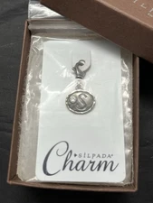 Silpada C2519 Sterling Silver CZ  Initial "S" Lobster Claw Clip-On Charm NEW