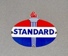 VINTAGE 12” STANDARD GASOLINE PORCELAIN SIGN CAR GAS OIL TRUCK MOTORCYCLE