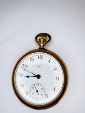 Antique Elgin 15j 18s Model 5 Grade 31714K Yellow Gold Fill Pocket Watch Running