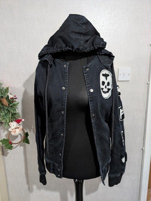 Killstar rare black skull patch denim jacket size M