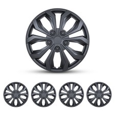 16 Black Matte Set Of 4 Universal Rim R16 Wheel Covers Steel Hub Caps Snapon
