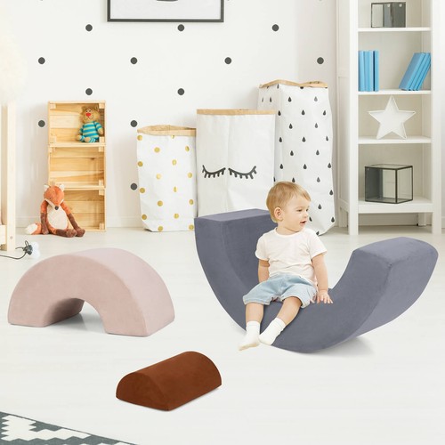 3 PCS Toddlers Climbing Toys w/Elastic Filling Baby Foam Blocks Crawling Tunnel - Picture 5 of 10
