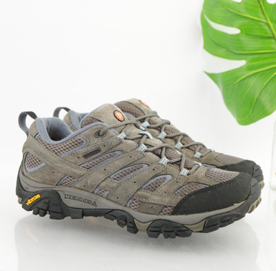 Merrell Womens Moab Hiking Boot Size 10.5 WIDE Waterproof Gray Suede Trail Shoes