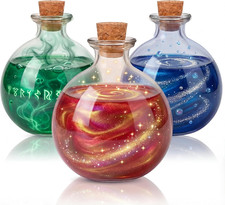 3 Pcs round Glass Bottles 8.5 Oz Potion Bottles, Classic  Clear Spherical Decor