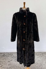 VTG Real Mink Fur Coat Dark Brown Tones Hollywood Glam Mob Wife Money Large XL
