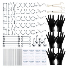 120PCS Body Piercing Kit Surgical Steel 14G 16G 20G BCR CBR Labret Lip Rings Car