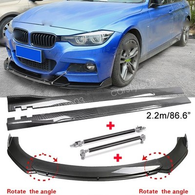 For 3 Series F30 F31 E90 91 Front Bumper Lip Side Skirts Strut Rods Carbon Style