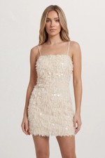 Misspap Cream Mini Dress Womens Going Out Dresses