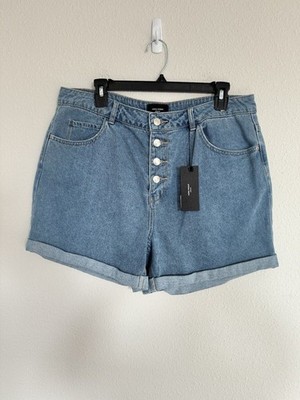 Vera Moda Lightwash 5 Button Denim Shorts Boyfriend Style High waisted Size XL
