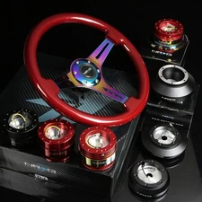 NRG 180H HUB+IRIDIUM GEN 2.8 QUICK RELEASE+3"DEEP DISH STEERING WHEEL RED GRIP