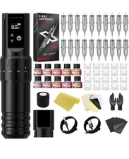 Xnet Tattoo Gun Kit Complete Tattoo Machine Rechargeable Black 7 Adjustable NIB