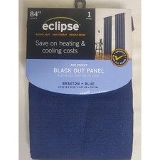 Eclipse Braxton Blue Blackout Curtain Panel 42 x 84 Rod Pocket Thermal Weave