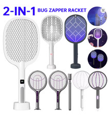Electric Fly Swatter Bug Zapper 360 Rotating Rechargeable Telescopic Racket New