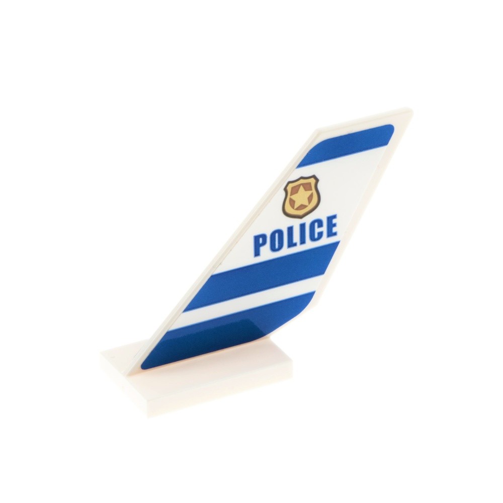 1X Lego Tail Wing Wing 6X2X4 White Sticker Police Blue Brand Star 6239PB068