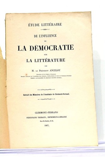 INFLUENCE DEMOCRATIE SUR LA LITTERATURE ENVOI AUTOGRAPHE 1867 - Picture 4 of 5