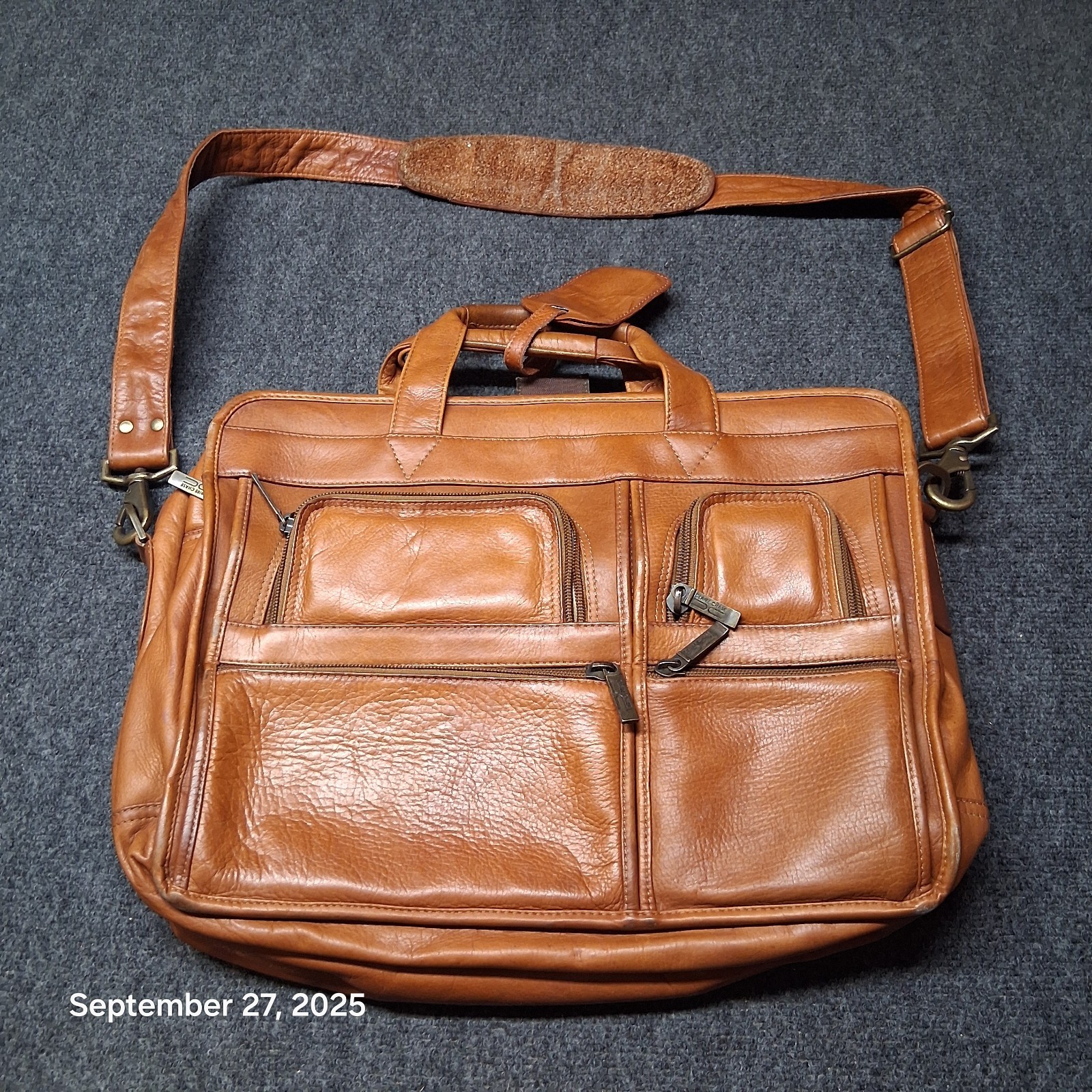 Vintage Claire Chase Laptop Messenger Brown Leather Bag
