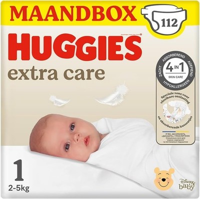 Huggies Baby Extra Care Windeln, Größe 1 (2-5 kg), 4 x 28 Einheiten