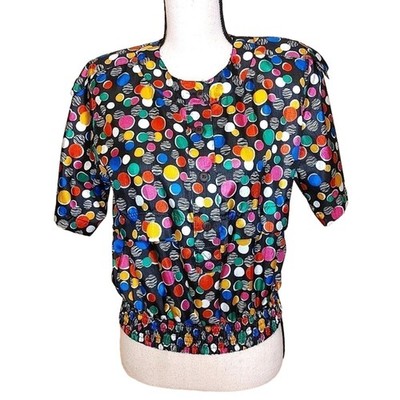 Notations Petite Vintage Size 4 Polka Dot Colorful Padded Shoulders USA Retro Sh