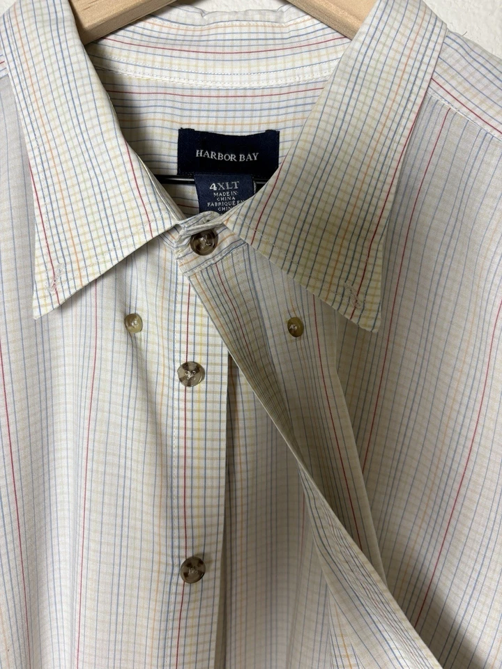Harbor Bay 4XLT Men's Striped Short Sleeve Button-Up Shirt Cotton Blend - Image 2 of 4