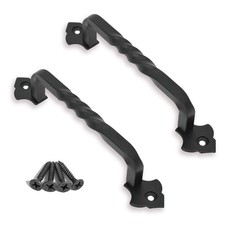 OVOV 2 Pack Barn Door Pull Handle Hardware for Wooden Garden 6inch, Black