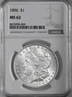 1896-P  $1  MORGAN SILVER DOLLAR  "PHILADELPHIA MINT"  NGC MS62 #8675096-069