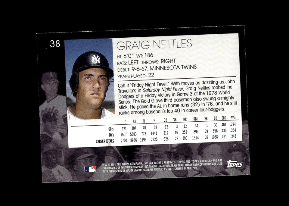 2001 Topps American Pie #38 Graig Nettles New York Yankees - Image 2 of 2