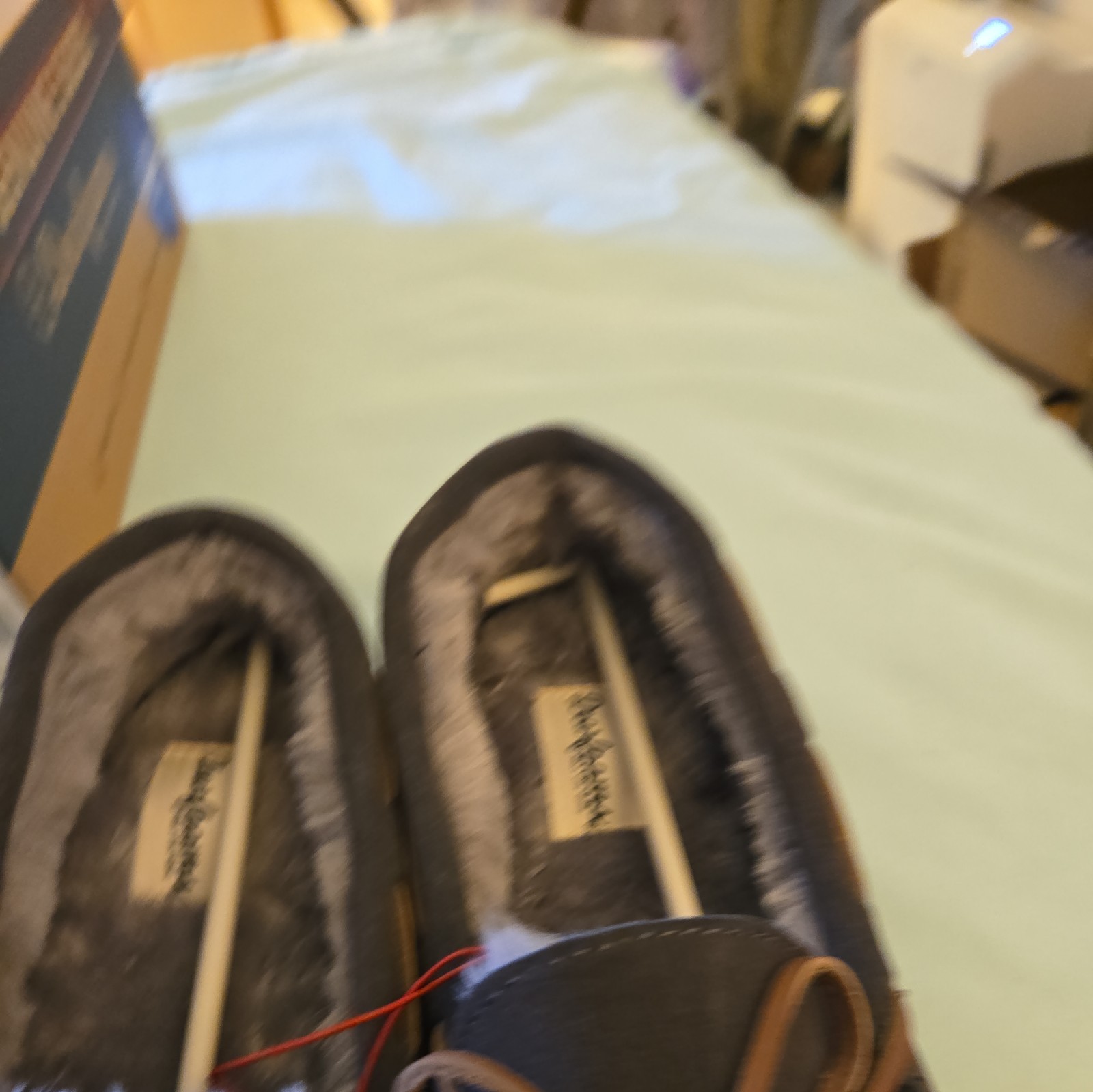 SAOLA Mocassino Dearfoam UOMO in vera pelle scamosciata taglia 12 GRIGIO suola interno esterno nuovo con scatola con etichette