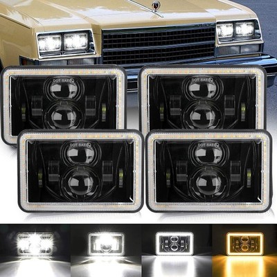 4PCS 4x6'' DOT LED Headlights Hi/Lo Beam DRL for Chevrolet EI Camino Camaro Monte