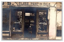 RPPC ~ STORE FRONT of Hardware & Drug Store Occupational Main street view