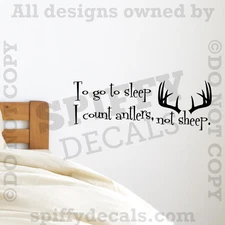 To Go To Sleep I Count Antlers Not Sheep Bedroom Quote Vinyl Wall Decal Sticker