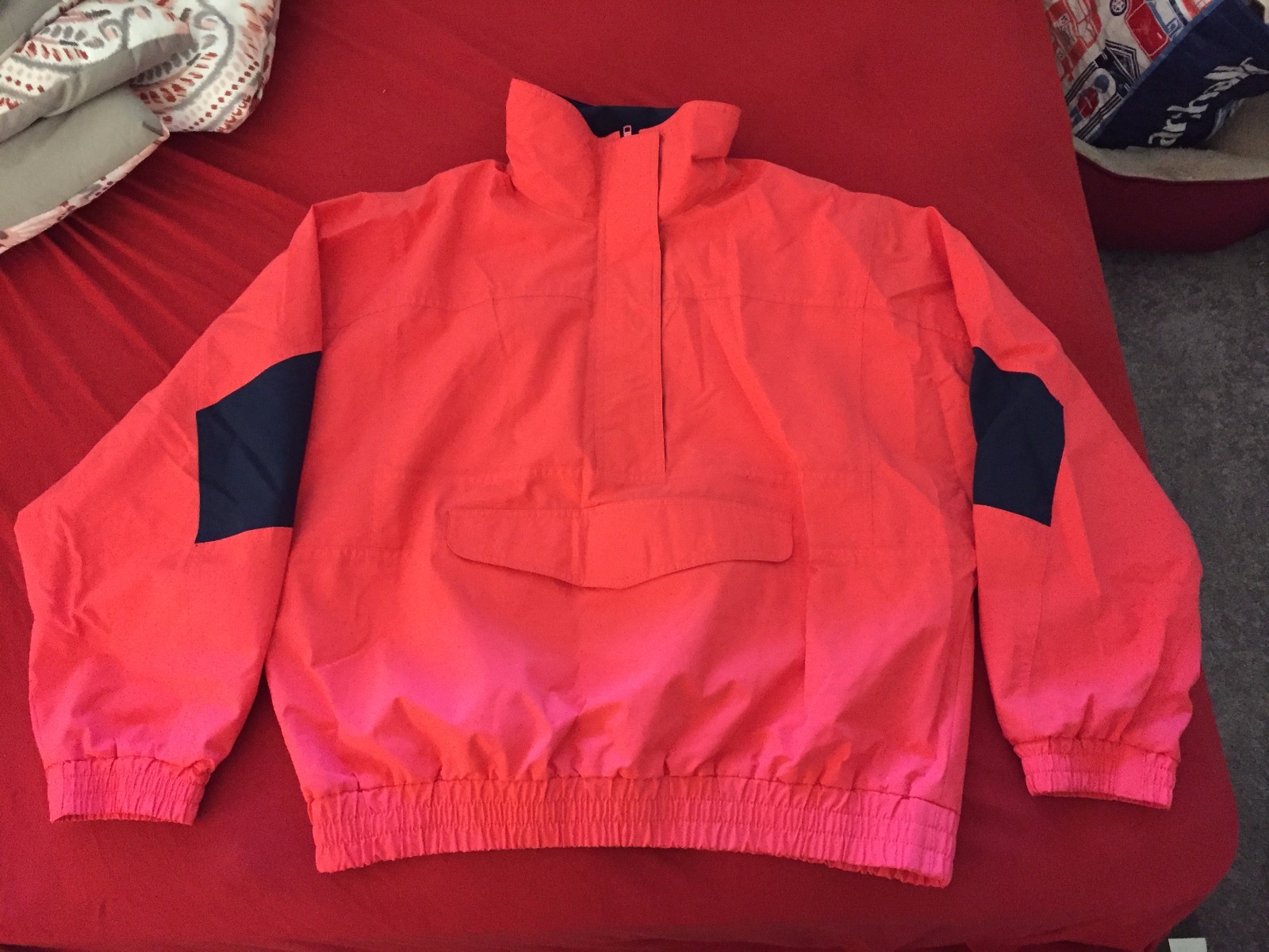 RARE Vintage Eddie Bauer NEON PINK Pullover Nylon WINDBREAKER Jacket Sz Medium image 2