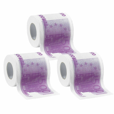 infactory 3er-Set Toilettenpapier mit aufgedruckten 500-Euro-Noten, 2-lagig