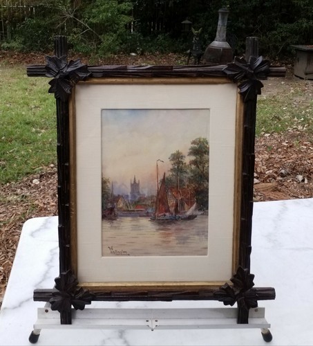 ORIGINAL SIGNED WILLIAM GEORGE WHITTINGTON WATERCOLOR PAINTING MARITIME SCENE - Picture 10 of 10