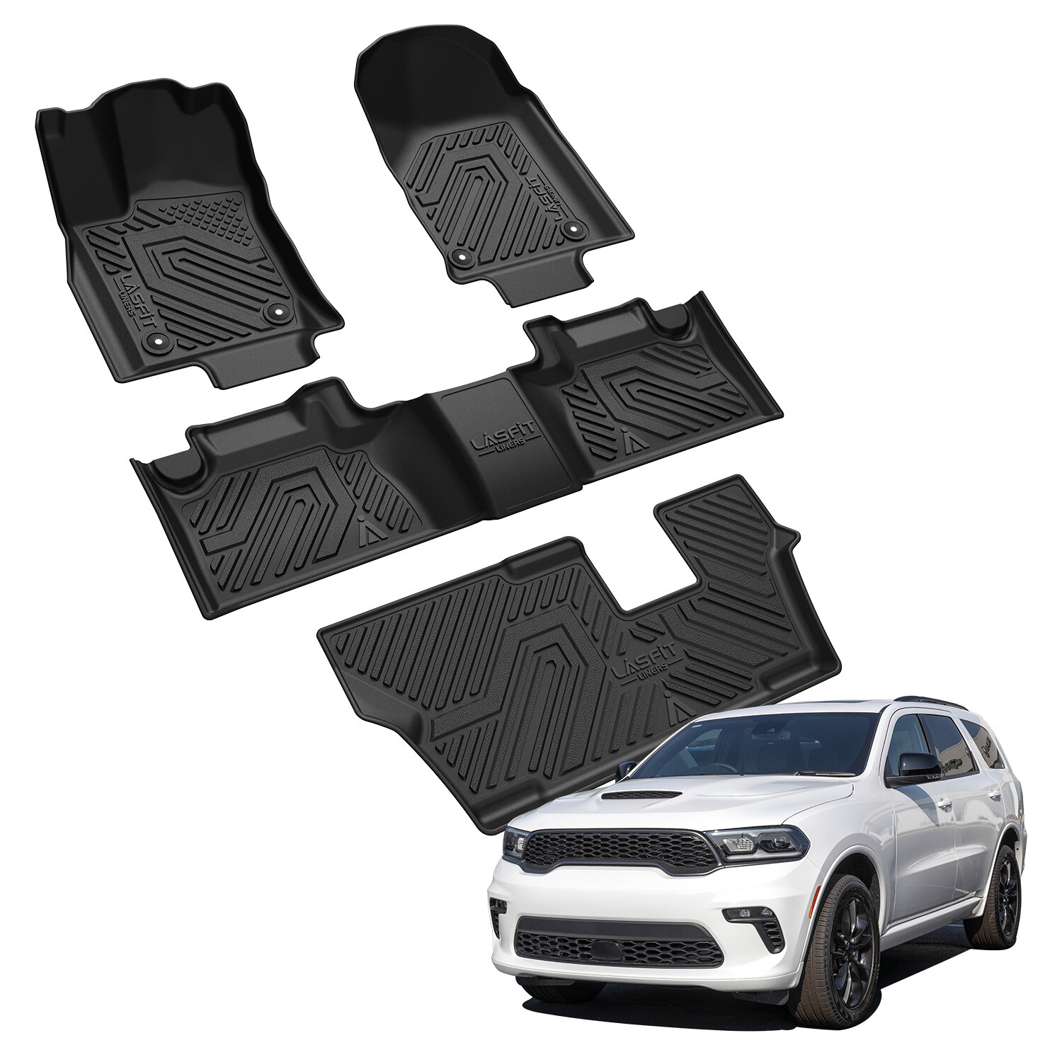 LASFIT Floor Mats for Dodge Durango 2013-2026 7 Seats Custom TPE Floor Liners