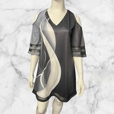 BNWOT Chic Me Black/Mesh Cold Shoulder A Line Dress Size M ( Uk 10)