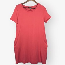 Ellen Tracy Shift Mini Dress Women M Pink Short Sleeve Crewneck Pockets P61