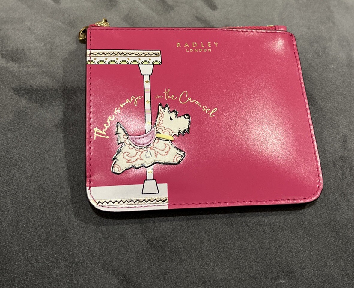 RADLEY Magic Carousel Bright Pink Leather Small Ziptop Coin Purse