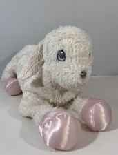Vintage Dakin Huggables Lucy White Lamb Pink Satin Feet Rattle Plush Sewn Eyes