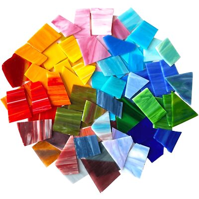 LITMIND Stained Glass Mosaic Tiles for Crafts Bulk, Broken Stained Glass Sheets