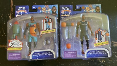 2 Space Jam New Legacy figures Lebron James Ball Blocker & Launching Rocket New